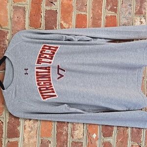 Under Armour Virginia Tech Gray Long Sleeve Shirt-Mens Small